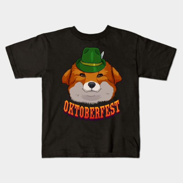 Red Fox German Oktoberfest Kids T-Shirt by Noseking